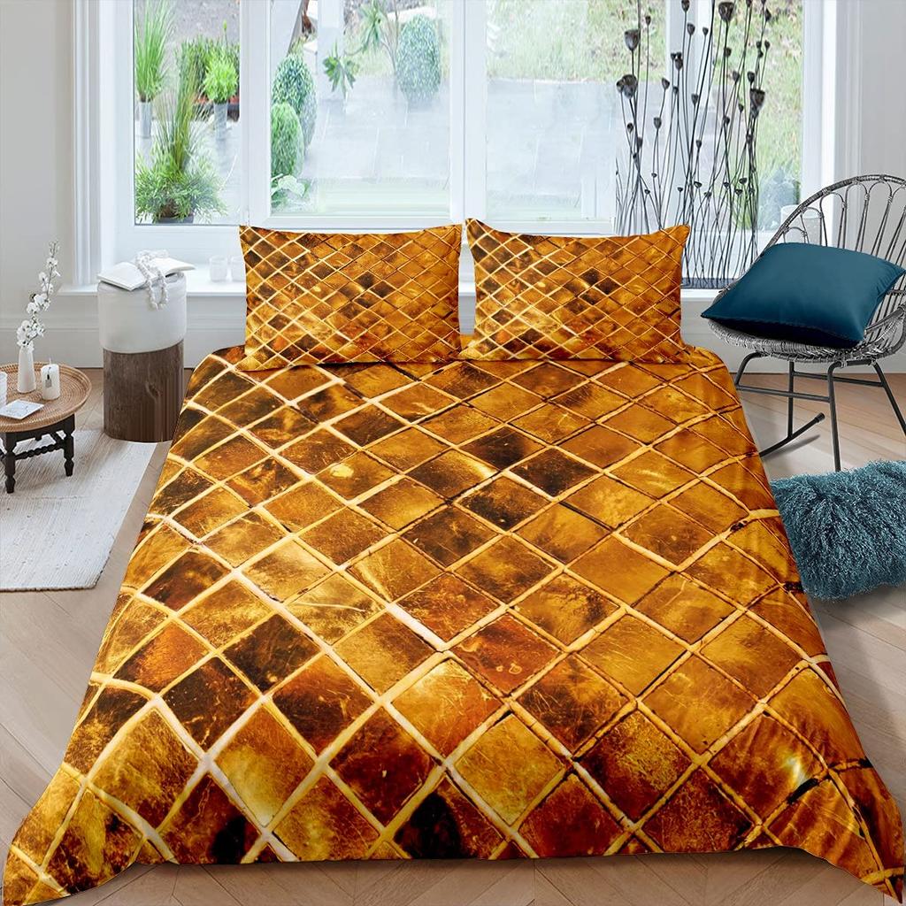 Комплект постельного белья с геометрическим рисунком, шестиугольный сотовый комплект постельного белья 3D для детей, мальчиков и девочек, 2/3 шт., комплект пододеяльников и наволочек