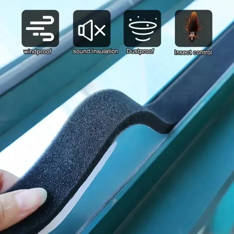 60/2м самоклеящаяся губчатая уплотнительная лента для дверей, окон, ветрозащитная, пыленепроницаемая, звукоизоляционная, герметизирующая лента для дома