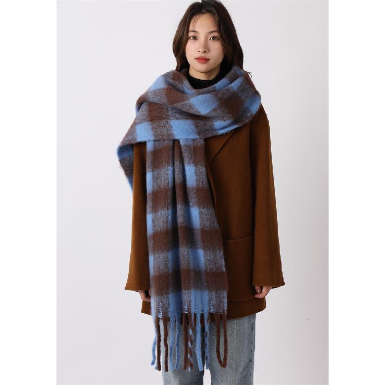 2024 New Scarf Winter Women'S Velvet Extended Warmth Luxury Fashion Versatile Internet Celebrity Girl Plaid