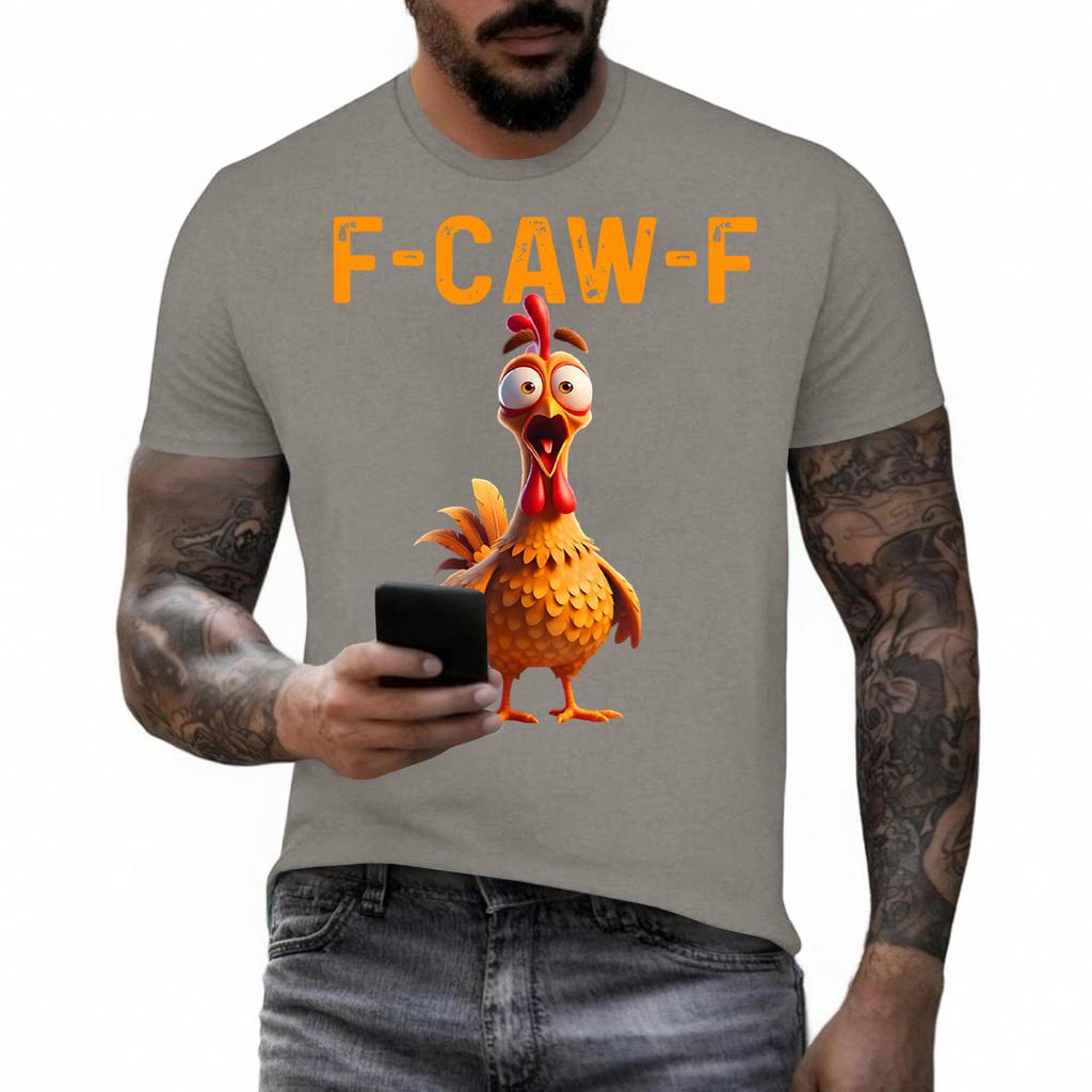 Смешная футболка с петухом, кукарекающим F-Caw-F, и каламбуром