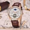 Gosasa Men's Brown Genuine Leather Tourbillon Automatic Watch, Brown, Mechanical, Automatic Watch.