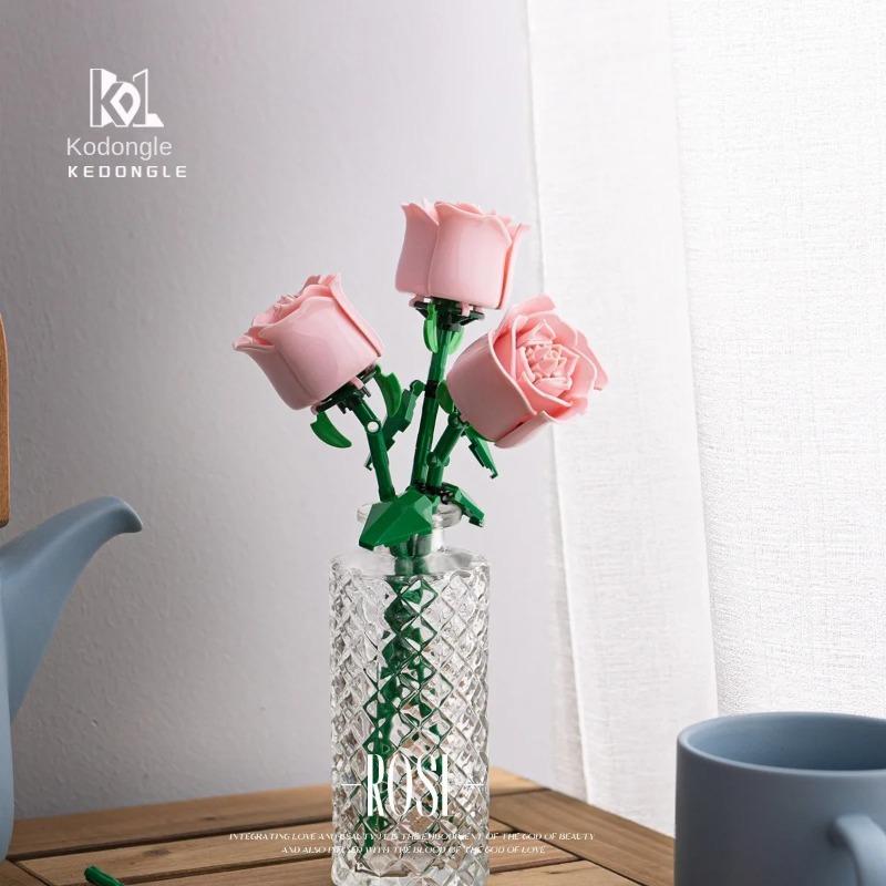 День святого Валентина Роза Строительные блоки бессмертный букет пазл пазл игрушка игрушка подарок украшения