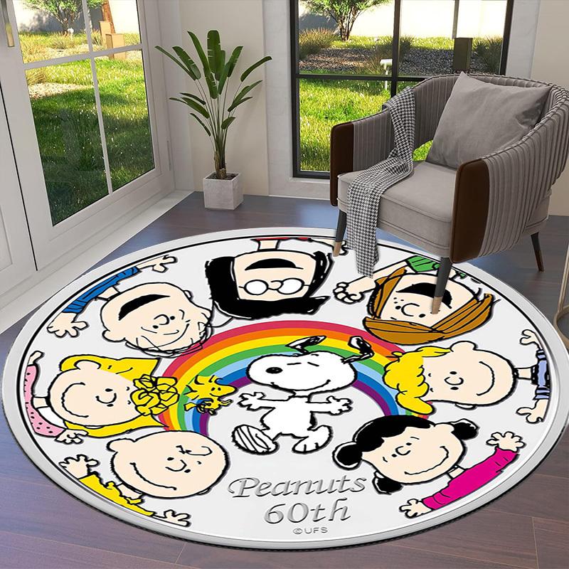 1pc Peanuts 60th Anniversary Collectible Coin Round carpet, Made of Polyester,Perfect for Decorating Office Chairs, Living Rooms,fplt153
