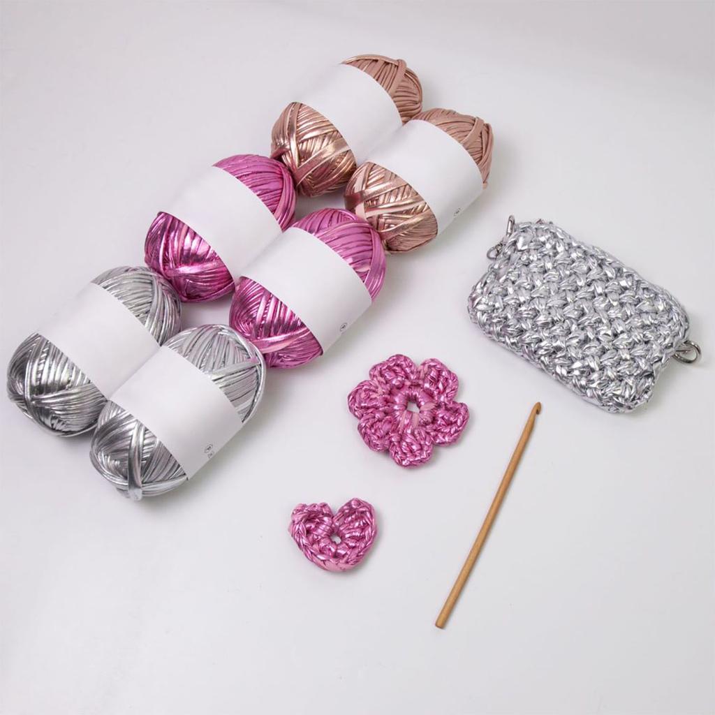 43.74yd Metallic Tshirt Yarn Fabric Cloth Knitting Yarn for Handmade Bag Purse Wallet Blanket Cushion Mug Pad Crocheting