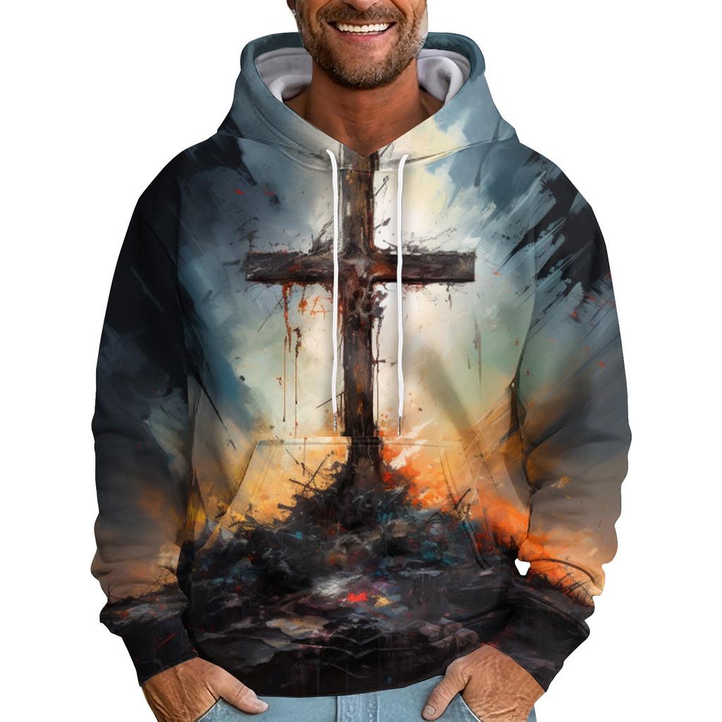 Мужская свободная толстовка с капюшоном с принтом, мужская повседневная модная спортивная толстовка