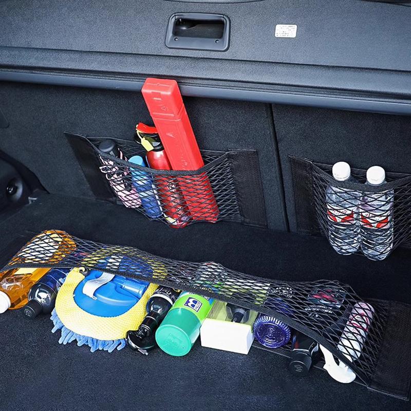 Универсальная автомобильная сетка для багажника, сиденья, эластичная веревка, сетка, наклейка, сумка для хранения, карманная клетка, автоорганайзер, сумка на спинку сиденья