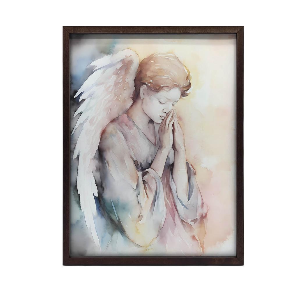 Modlący Się Anioł W Pastelowych Tonach Modlący Się Anioł W Pastelowych Tonach, 30X40 Cm, Rama Aluminiowa Złota, Papier Matowy 230 Gsm