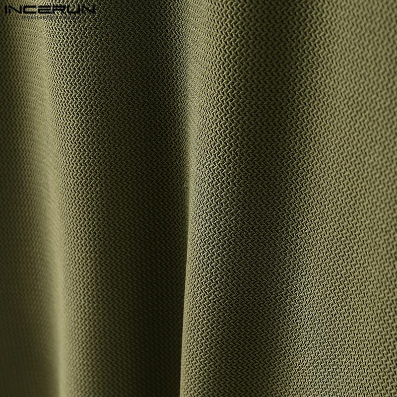 INCERUN Летние мужские футболки с коротким рукавом и круглым вырезом, с фактурной строчкой, свободные топы