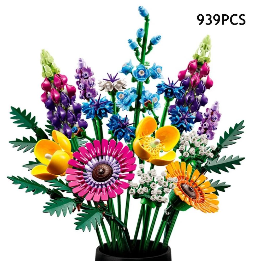 Стиль Роза Цветок Строительные блоки - Улучшающий настроение опыт сборки, Украшение для дома и стола, Идеальный подарок на День святого Валентина