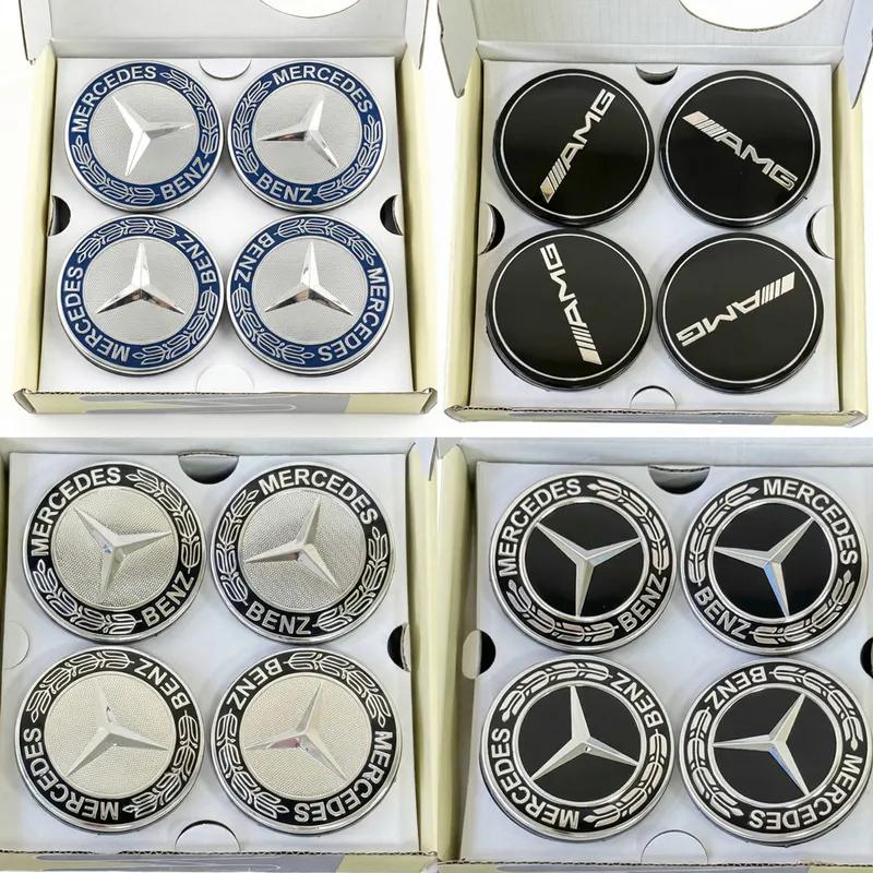KOUG1 4PCS 75mm Car Floating Wheel Center Hub Caps Cover for Mercedes Benz B/C/E/S Class A Class C200L GLC GLK CLA Accessories.