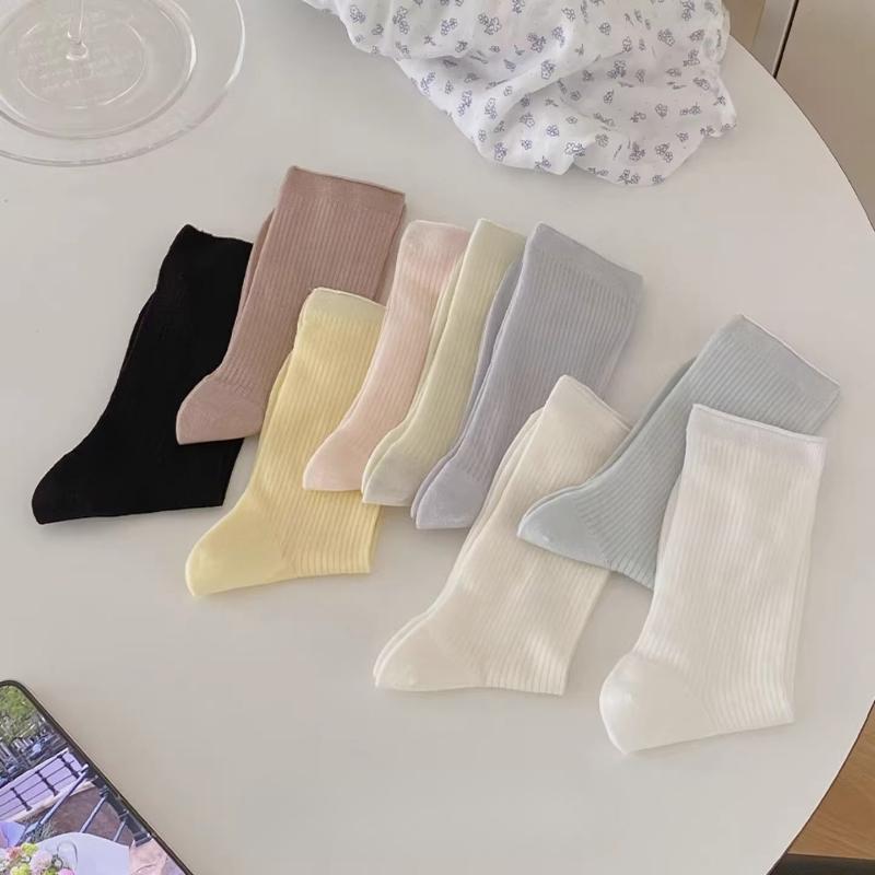 Летние носки женские 76% лиоцелл шелк тонкие дышащие однотонные длинные носки корейский стиль кэжуал уличная одежда средней длины носки