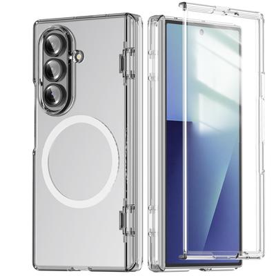 Чехол для телефона Samsung Galaxy Z Fold 7 Магнитная петля Жесткий ПК-чехол с закаленным стеклом Покрытие для беспроводной зарядки Magsafe Galaxy Fold7