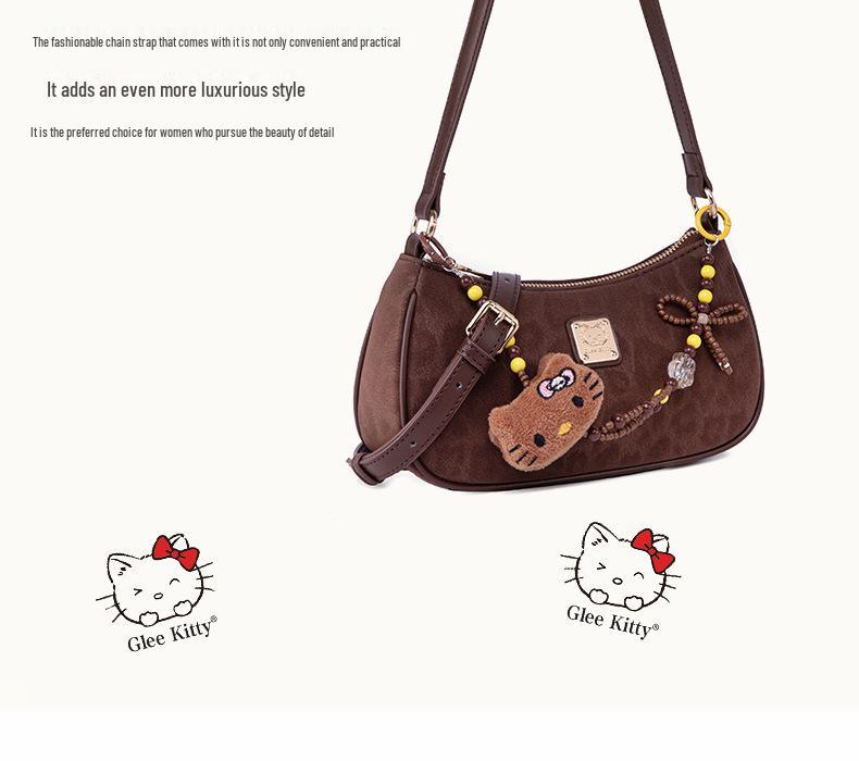 GLEE KITTY Ретро сумка-кроссбоди в форме полумесяца - 2025 Универсальная женская сумка на плечо и для ношения в руке