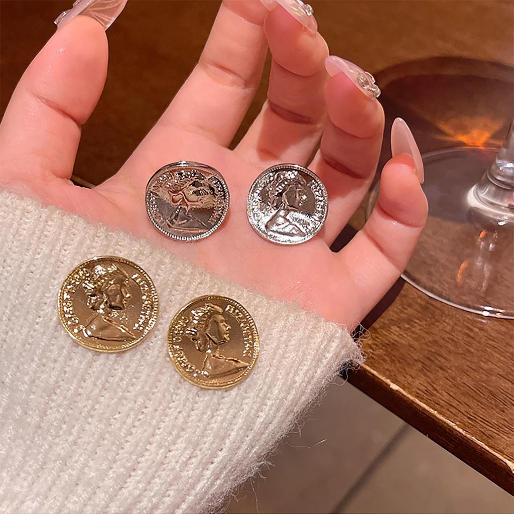 Ретро Личность Продвинутое Чувство Преувеличивать Металлические Чувства Портрет Серьги Для Женщин