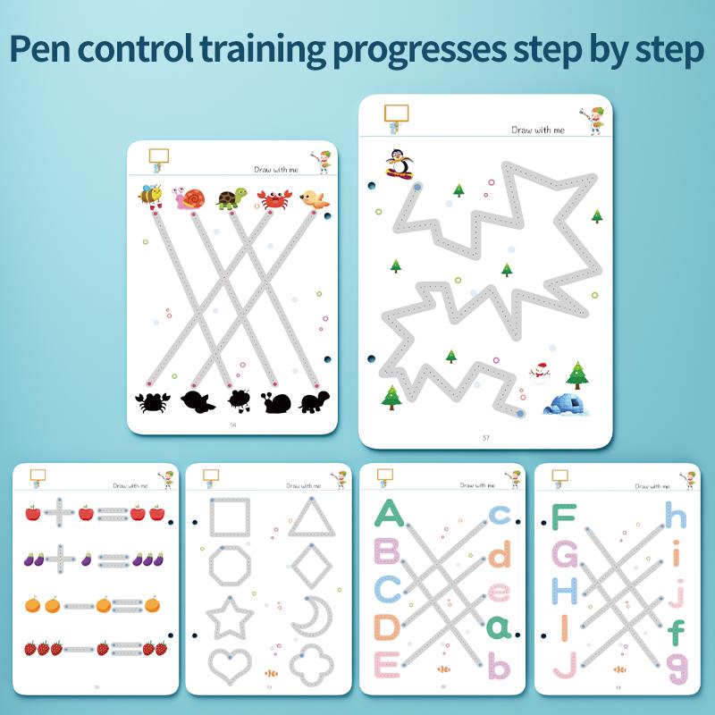 Kids First Reusable Writing Book Brain Development Tool Portable Left Right Brain Training Early Learning Aid