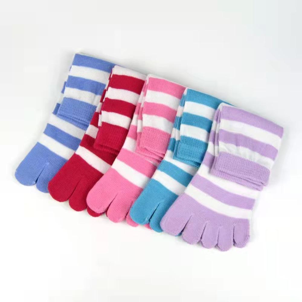 Cozy Colorful Hosiery Girls Floor Slippers Female Toe Separated Full Toe Socks Cotton Sock Stripe