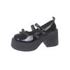 Japanese Jk Heightening French Versatile Small Leather Shoes 2025 Summer New Women's Bow Thick High-heeled Mary Jane Single Shoes
