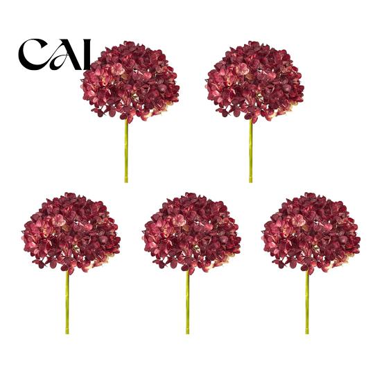 Fake Hydrangea Stems for DIY Floral Arrangements Artificial Autumn Silk Flowers with Retro Burnt Edge, Multi Colors Bendable Realistic