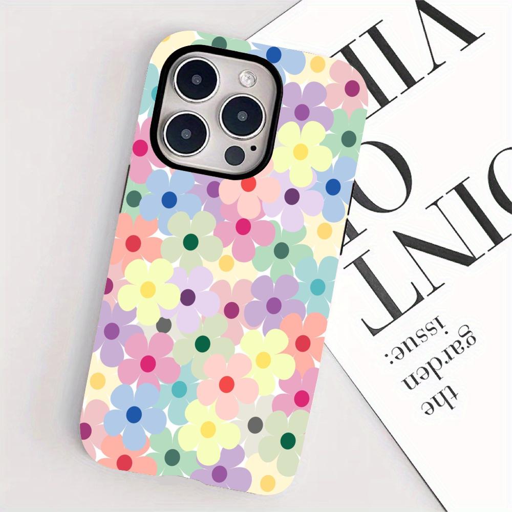 Colorful flower pattern 2-in-1 phone case suitable for iPhone17 16 15 14 13 12 11Pro/Max/Plus anti drop and shockproof backcover
