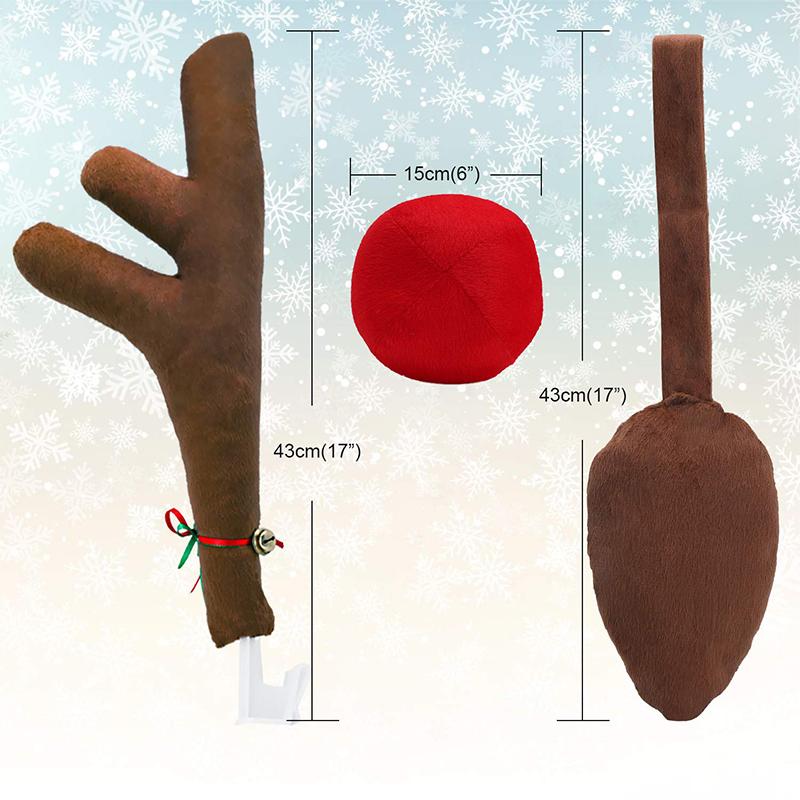 Car Stickers Christmas Decoration LED Reindeer Horn Lamp Nose Light Rudolph Reindeer Antlers Red Nose Ornaments Car Accessories