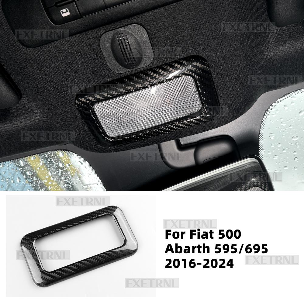 Real Dry With Tricolor Carbon Fiber Sticker For Abarth 595 695 595C 695C Fiat 500 500C 2016-2021 2022 2023 2024 Reading Lamp