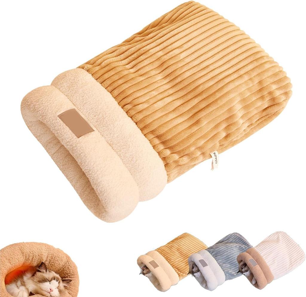 Спальный мешок для кошек из искусственного пуха, уютная и теплая кровать для маленьких и средних кошек