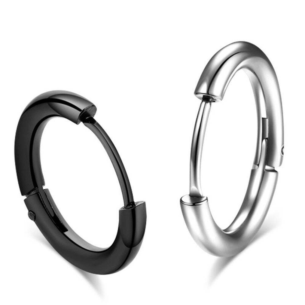 Silver/Black/Gold Color For Men Women Hoop Earrings Titanium Steel Round Circle Earrings Buckle