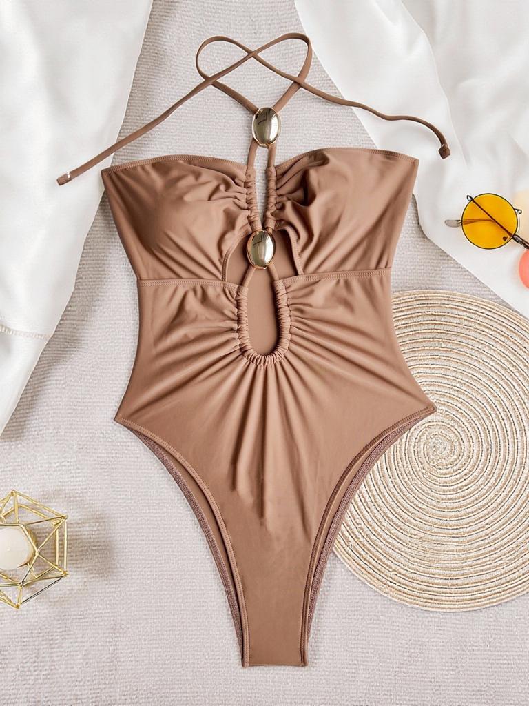 Bandeau Sexy Women One Piece Swimsuit Swimwear Female Hollow Out Biquini Monokini Swimming Suit Bathing Suit Beachwear
