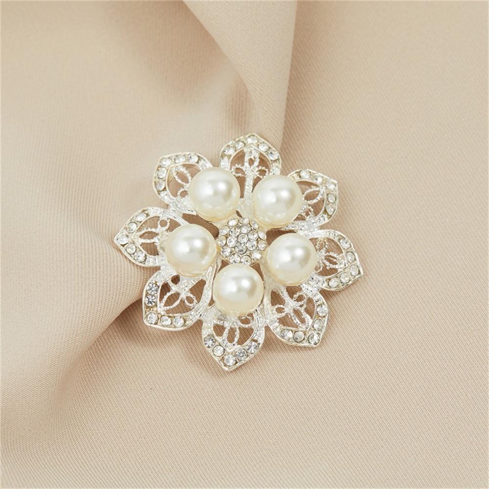 Брошь Ювелирное изделие Новая мода Имитация жемчуга Стразы Кристалл Цветок Броши для женщин Свадебная Свадебная вечеринка Декор букета