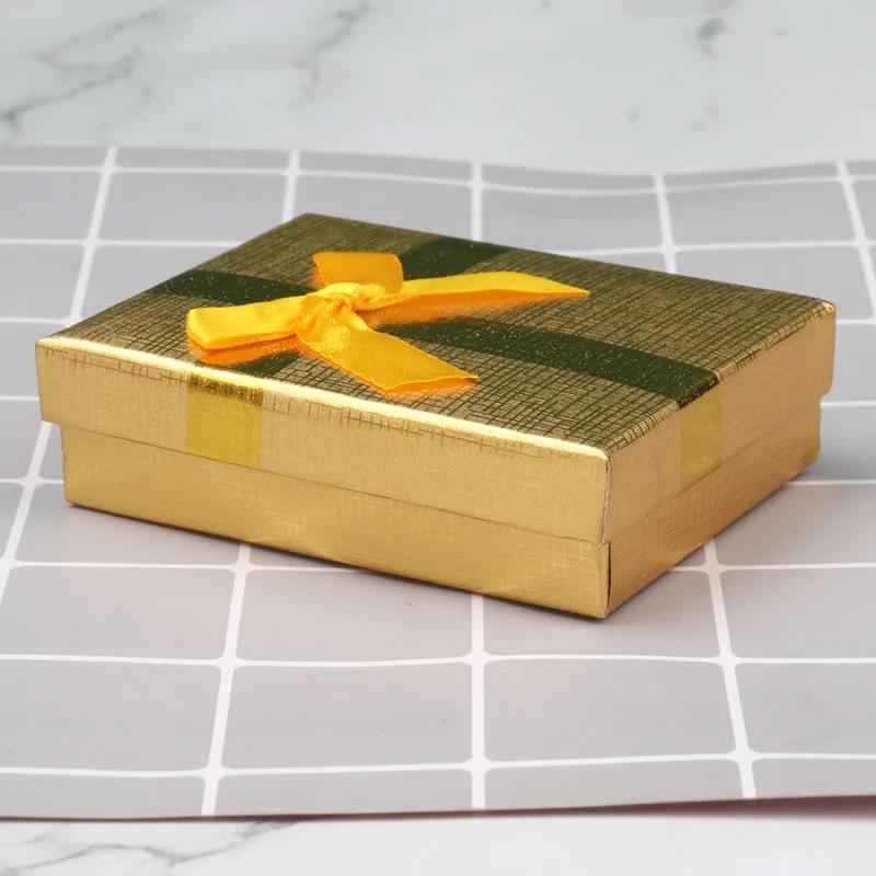 12 шт. бантовая шкатулка для украшений, серьги, органайзер для хранения ожерелий, бумажные органайзеры для хранения ювелирных изделий, подарочный футляр