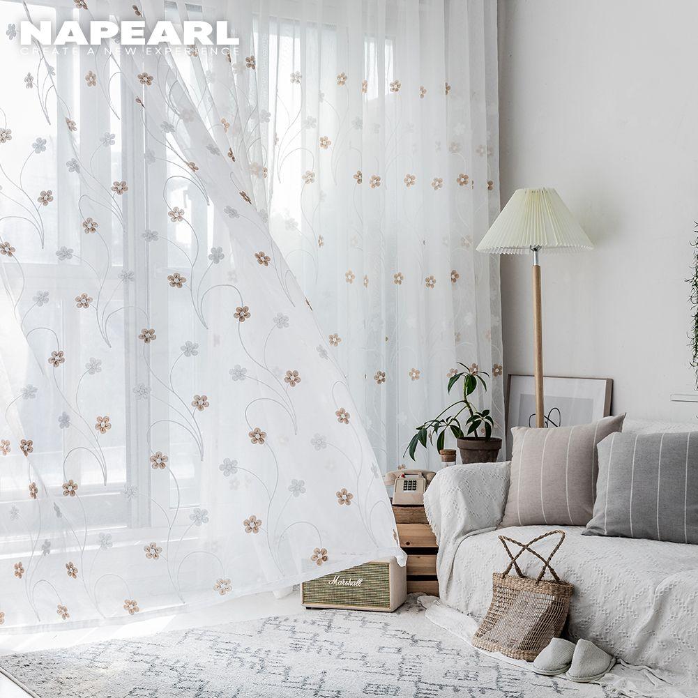 1 шт. NAPEARL Современная Мода Тюлевая Прозрачная Штора с Вышивкой Маргариток Для Гостиной Спальни Домашний Декор