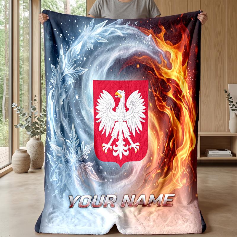 Custom Text Flannel Throw Blanket, Lightweight Cozy Bed Sofa BlanketPoland Football
