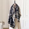 Women's Floral Print Thick Jacquard Faux Cashmere Scarf - Warm Simple Fashion Shawl for Autumn & Winter