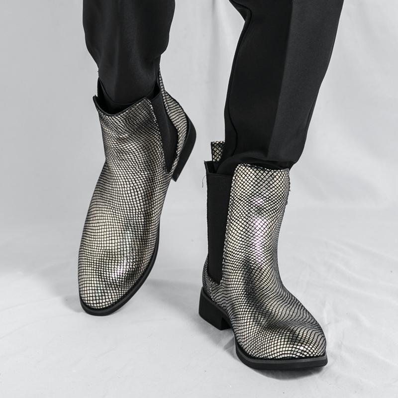 Модная зимняя новая мода золото серебро ботильоны челси роскошный дизайнер мужские слипоны повседневные высокие платформенные туфли zapatos hombre