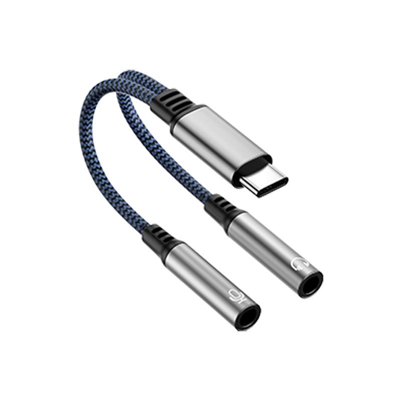 2 In 1 Type C To Dual 3.5mm Audio Adapter USB C Converter For Phone15 16 With DAC Voice Microphone Headphone Connector Cable