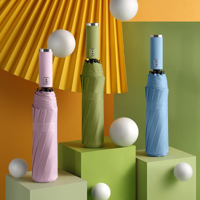 Ветрозащитный автоматический складной зонт с 10 спицами и черным клеем - Защита от солнца и затенение