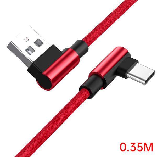 Разъем под углом 90 градусов Не спутывающийся телефонный кабель Micro USB Type C Быстрое зарядное устройство для зарядки Нейлоновый шнур Провод