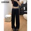 Patchwork Color Collision Low-waisted Wide-legged Sweatpants Women's Pant Plus Size Spring and Autumn Lazy Wind Casual Dragging Ground Sweatpants