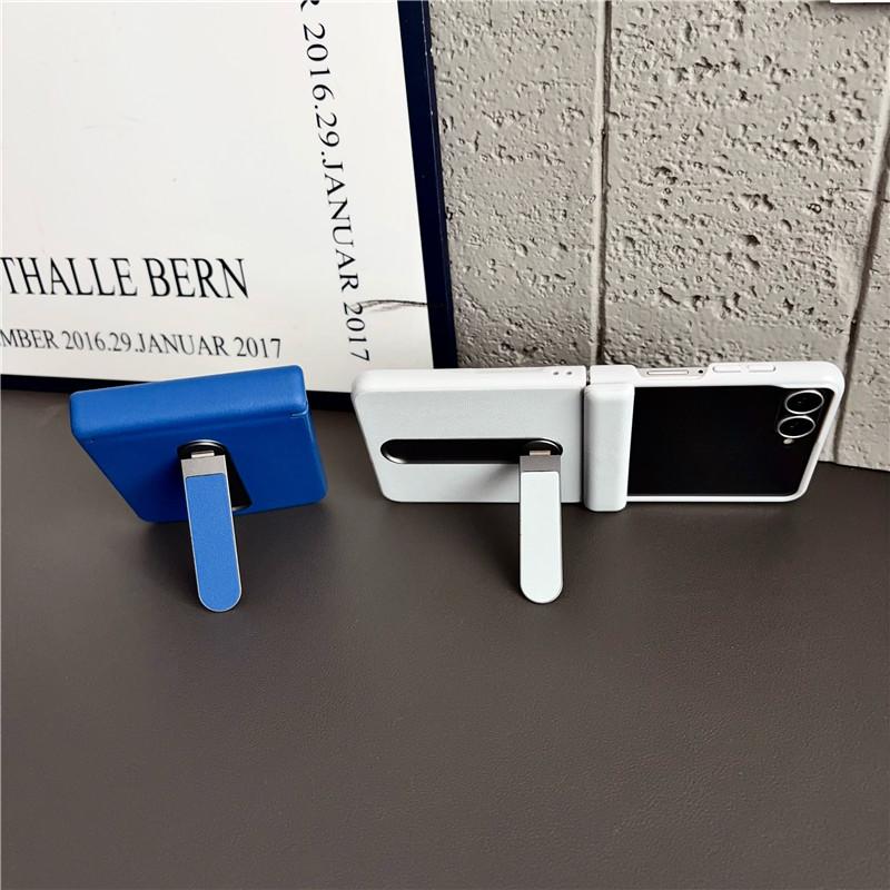 Luxury Vegan Leather Stand Case for Samsung Galaxy Flip 8 Shockproof With Tempered Glass Screen Protector Hinge Protection Cover