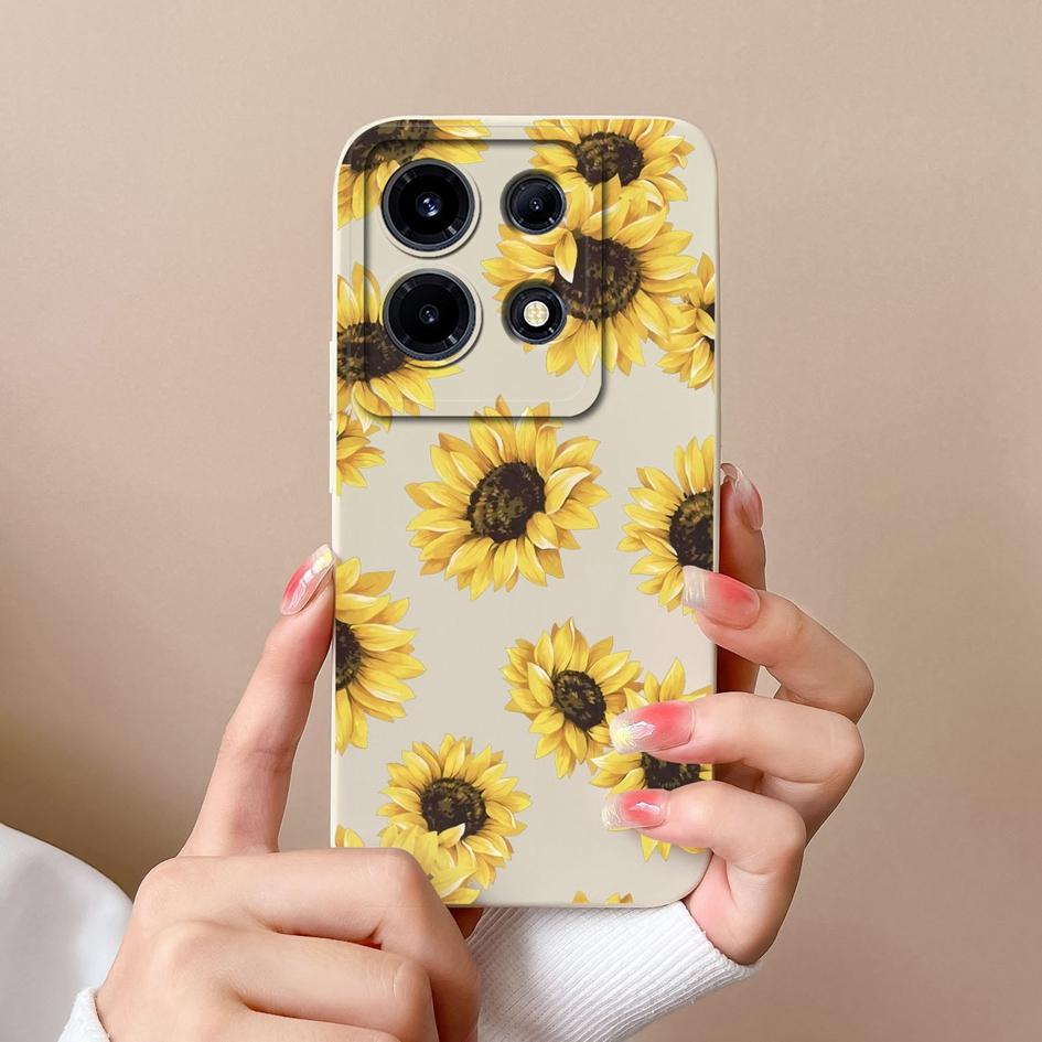 Чехол для Itel S23 Plus A60s A05S Infinix Hot 30 Play 30i Tecno Pova 4 5 Pro, чехол с бабочкой и подсолнухом, матовый квадратный мягкий силиконовый противоударный бампер