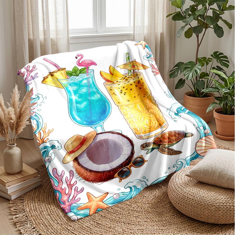 Summer Ice Cream Delight Theme blanket Lightweight Warm Flannel Blanket Decorative Throw Blanket for Home Decoration