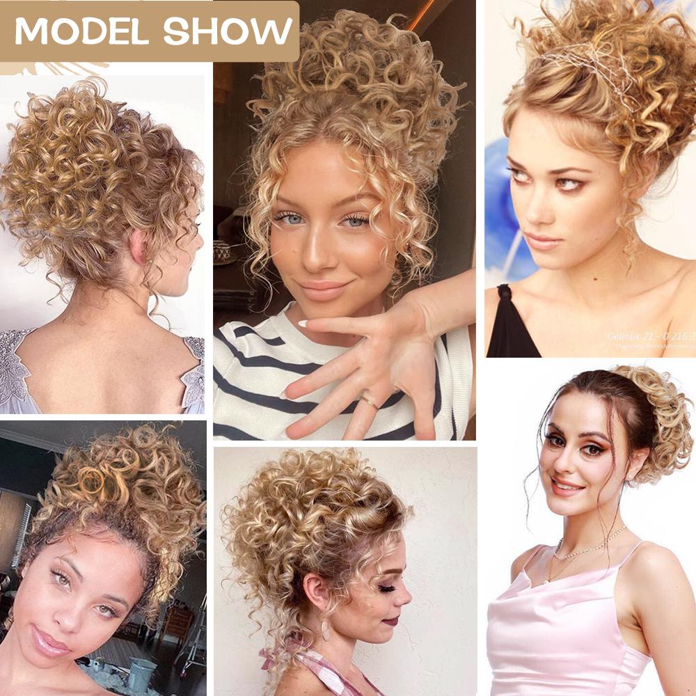 MISS WIG Синтетический беспорядочный пучок волос, 60 г, эластичный шнурок, свободные вьющиеся волосы, булочки, наращивание парика для женщин, косплей