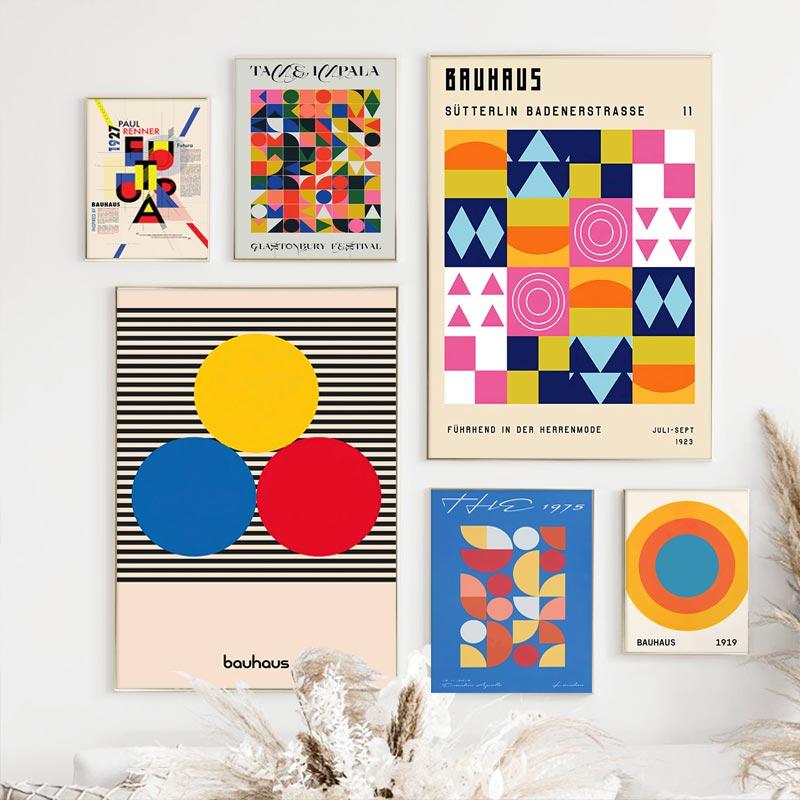 Абстрактные постеры и принты с геометрическими линиями в стиле Баухаус, модные современные скандинавские настенные картины на холсте, картины для декора гостиной