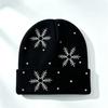 Rhinestone Children Knit Hat Knitted Fabric Snowflake Knitted Cap  Kids Winter Wear