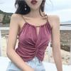 New Hong Kong Style Sexy Halter Neck Off-Shoulder Tube Top Versatile Solid Color Slim Knitted Suspender Women's Summer