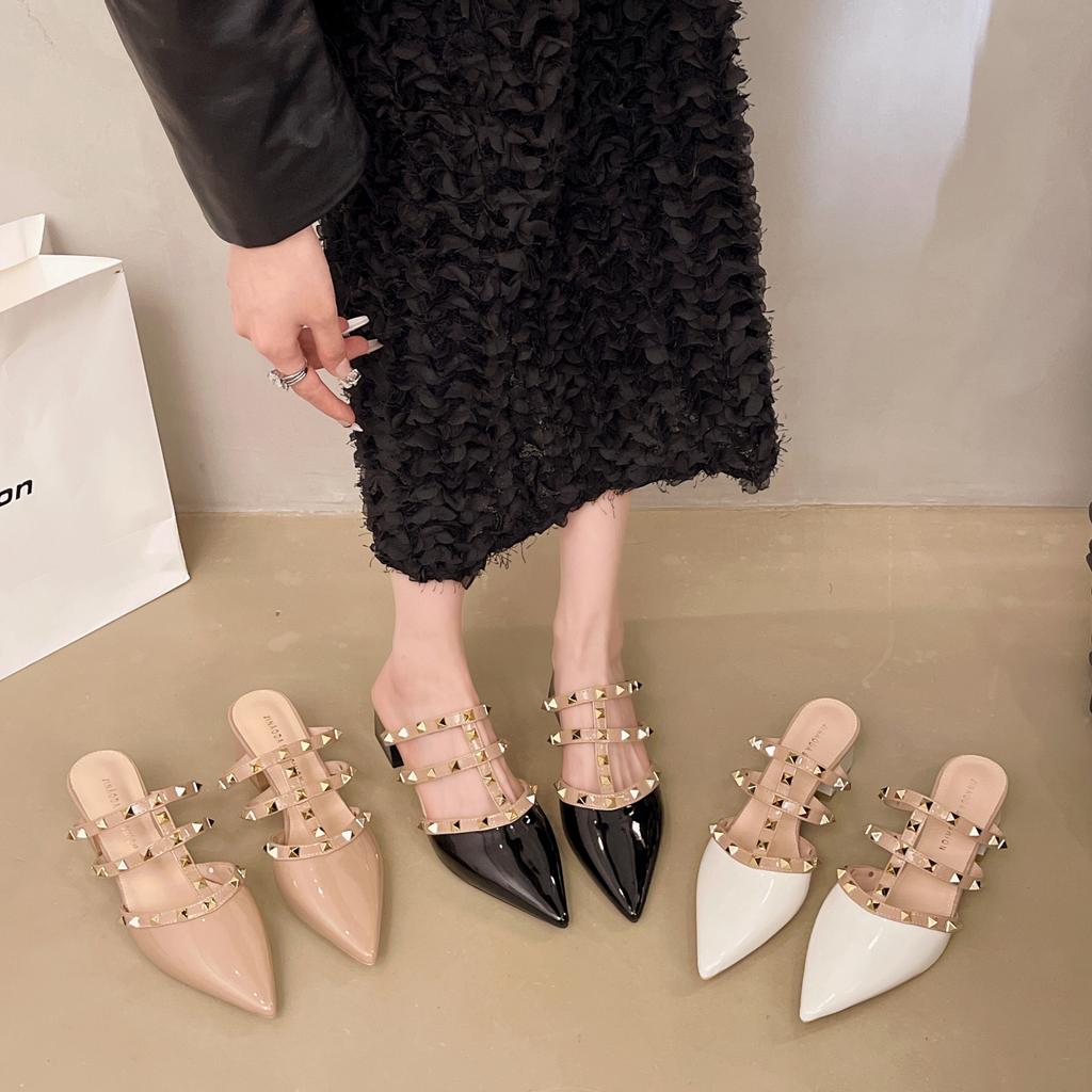 Модная обувь Женская 2025 Лоферы Тапочки Повседневная Закрытый носок На каблуке Мюли Роскошные Летние Остроносые С высоким подъемом Слайды Модные Туфли-лодочки Женская обувь 2025