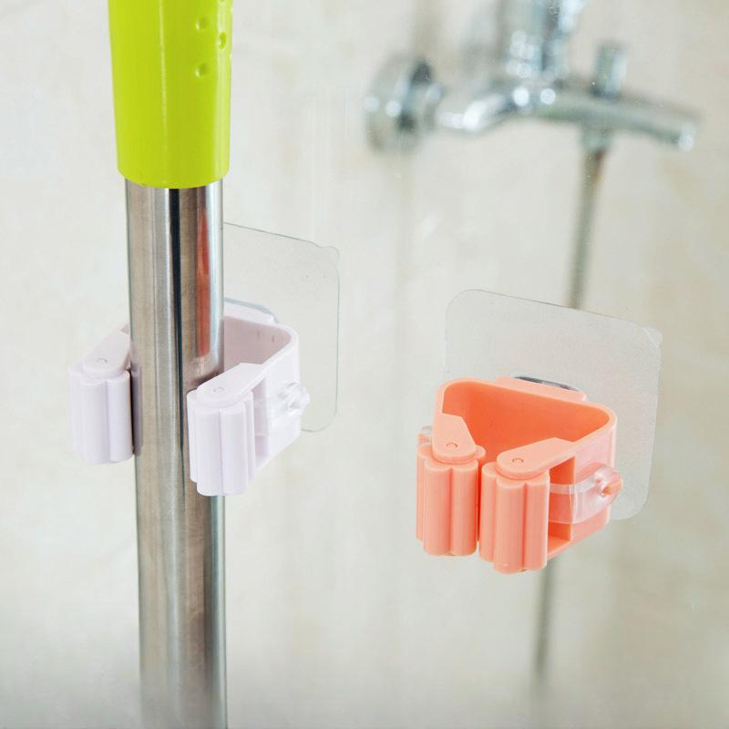 Бесшовный Неперфорирующий Зажим для Швабры Прочный Крючок Бытовой Ванная Комната Несущая Стойка для Швабры Хранение Подвесная Стойка