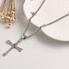 Cool Rhinestone Cross Pendant Long Necklace Men Jewelry Xmas Gift