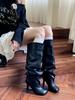 High Heel Boots Women's Autumn 2025 Spring and Autumn Boots Spice Girl Round Head Thin Heel Over Knee Wide Boots Pile Boots