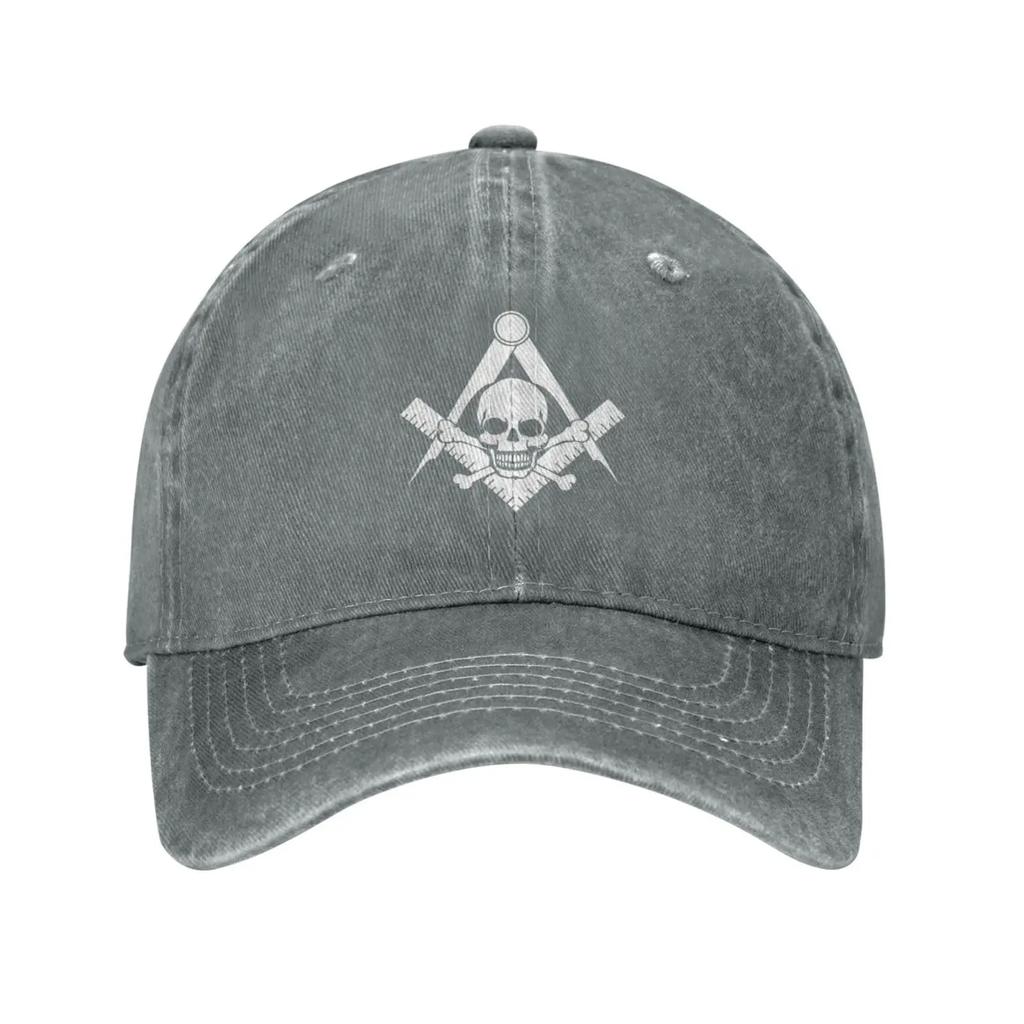 Skull and Cross Bones Square Compass Masonic Freemason Caps Casquette Denim Baseball Cap Unisex Men's Hat Women's Hats